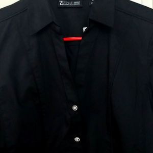 NWT NY&C Black Jewel Button-Up Blouse XS